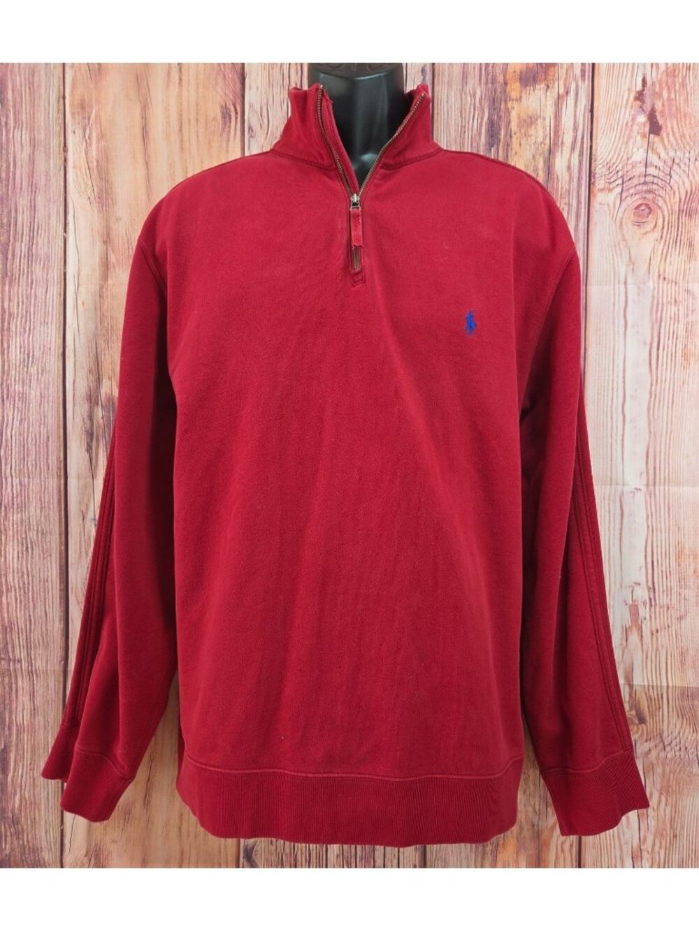 Polo Ralph Lauren Red 1/4 Zip Pullover Sweater Size Large